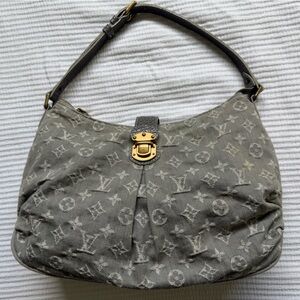 Louis Vuitton Slightly Gray Denim Monogram Shoulder Hobo Bag w/COA